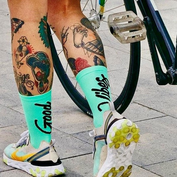 PACIFIC AND CO Good Vibes Performance Cycling Socks - Mint