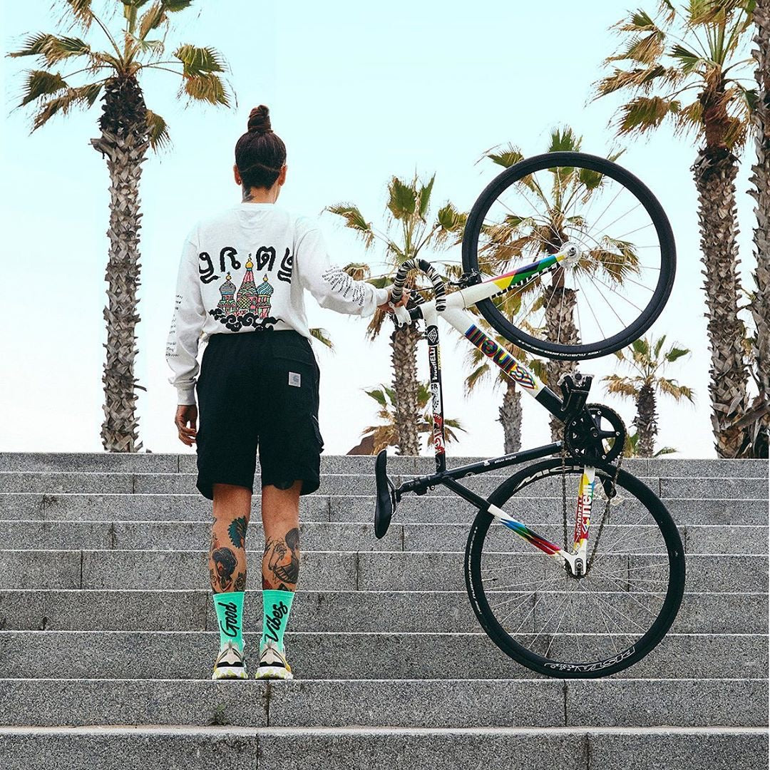 PACIFIC AND CO Good Vibes Performance Cycling Socks - Mint